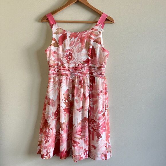LOFT ANN TAYLOR FLORAL PRINT‎ PLEATED WOMENS SIZE 2 MIDI DRESS LINED - Picture 8 of 8